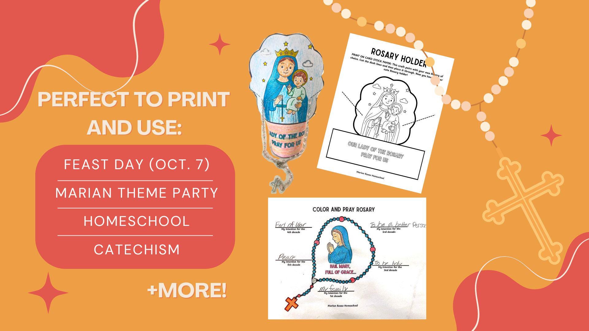 Our Lady of the Rosary Coloring Pages: Catholic Kids Printable Bundle ...