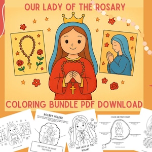 Our Lady of the Rosary Coloring Pages: Catholic Kids Printable Bundle (PDF Download)