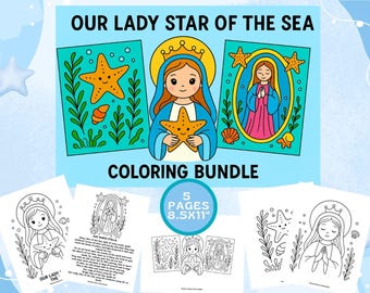 Our Lady Star of the Sea Coloring Pages: Catholic Kids Printable Bundle (PDF Download)