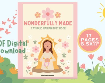 Wonderfully Made Catholic Girl Busy Book/Morning Menu, Homeschool, Catechism PDF Digital Download