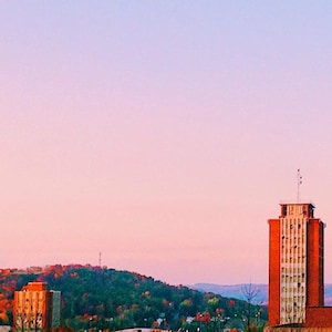Binghamton University Sunset Print – Digital Download Wall Art, New York Campus Photography