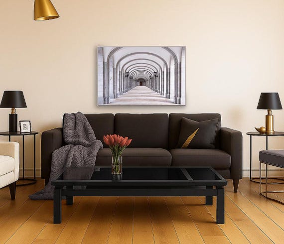 Asymmetrical arches of The Benedictine Abbey, Quebec Canada (Available in Plexiglass and metal)