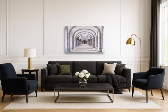 Asymmetrical arches of The Benedictine Abbey, Quebec Canada (Available in Plexiglass and metal)