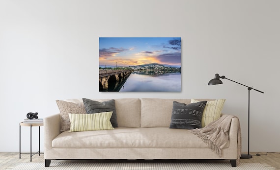Pontedeume sunset wall art - Golden Clouds and Water Serenity (Available in Plexiglass & Metal)
