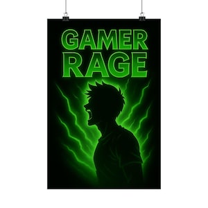 Gamer Rage Wall Art, Gaming Poster, Matte Vertical Print, Video Game Decor, Gift for Gamers, Room Decoration