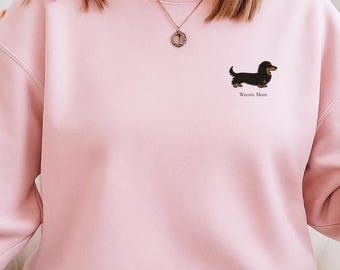 Broderad tröja med taxmamma | Gildan 18000-tröja med taxmamma | Gåva för hundälskare, mysig tröja med hundmamma