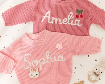 Personalized Baby Sweater, Custom Embroidered Name Sweater, Toddler Knit Sweater, Baby Shower Gifts