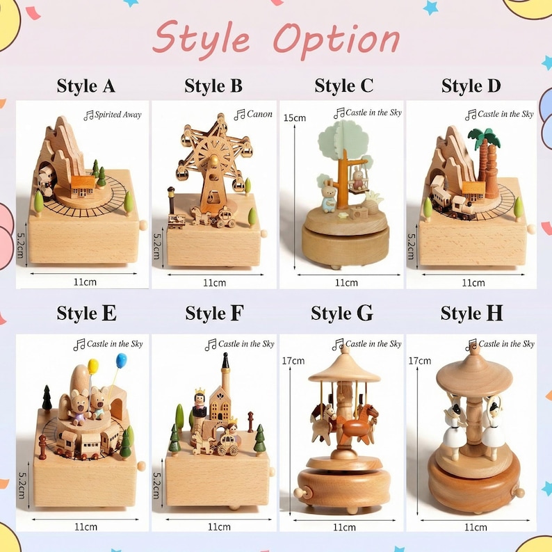 Personalized Wooden Music Box, Musical Wooden Ballerina Carousel, Baby Shower Gift, Birthday Gift for Kids, Newborn Baby Keepsake image 5