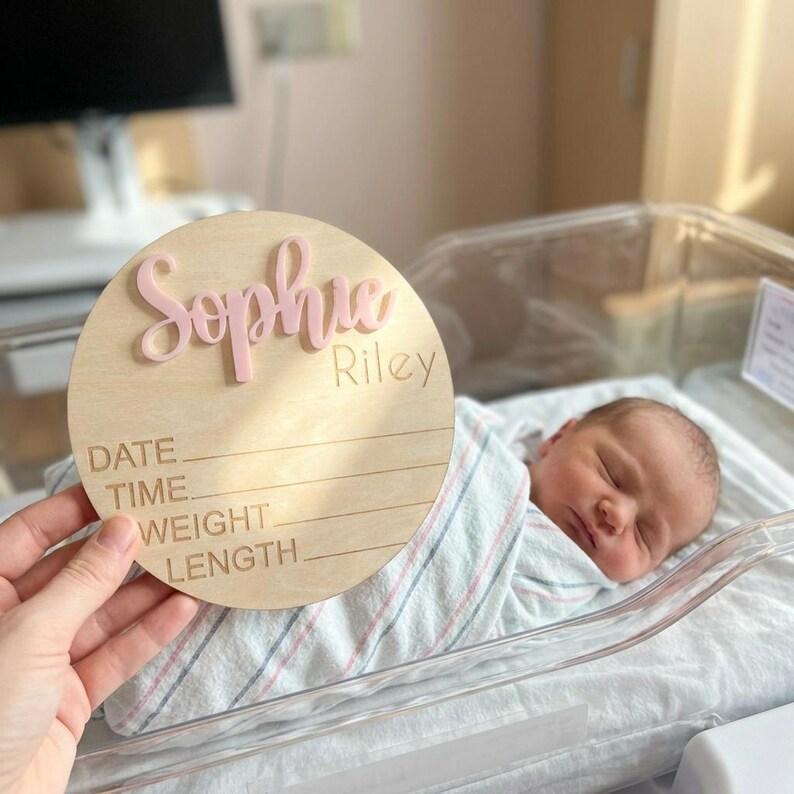 Personalized Baby Announcement Sign With Birth Stats, Custom Wooden ...