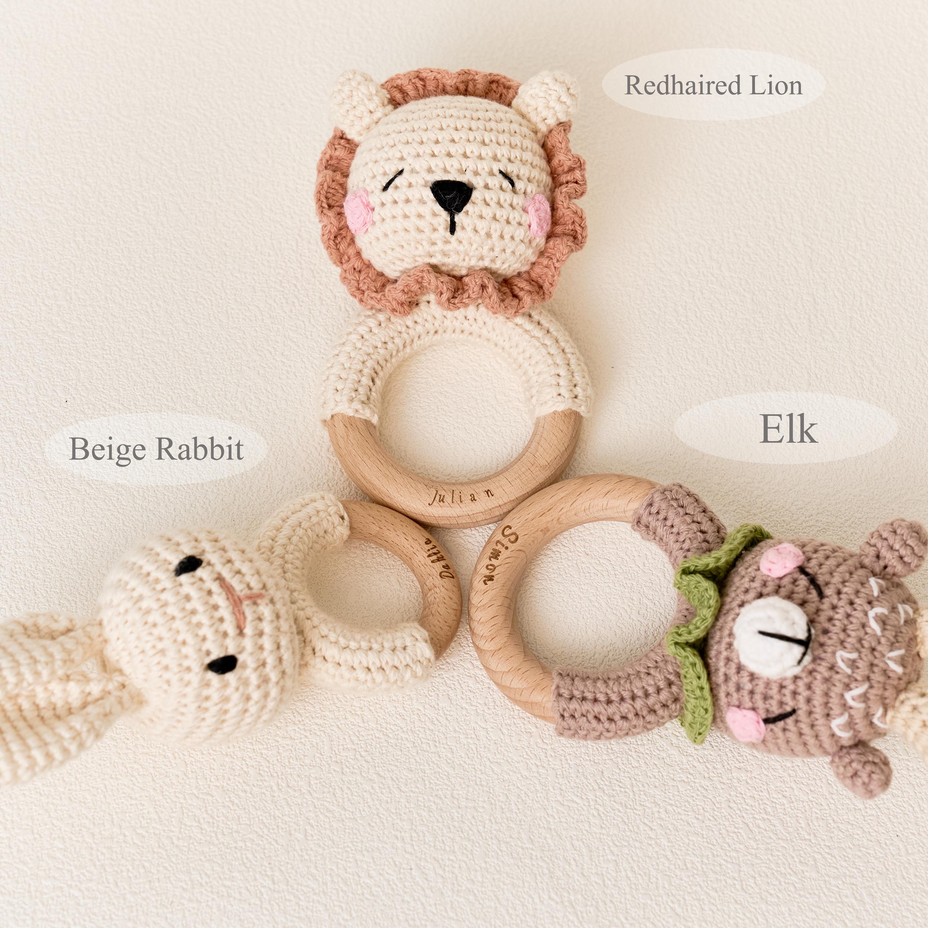 Animal Rattle With Babies Name, Custom Name Engraving Rattle, Baby ...