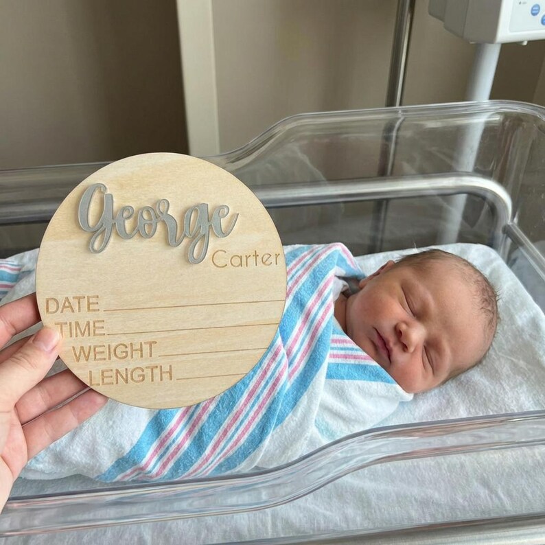 Personalized Baby Announcement Sign With Birth Stats, Custom Wooden ...