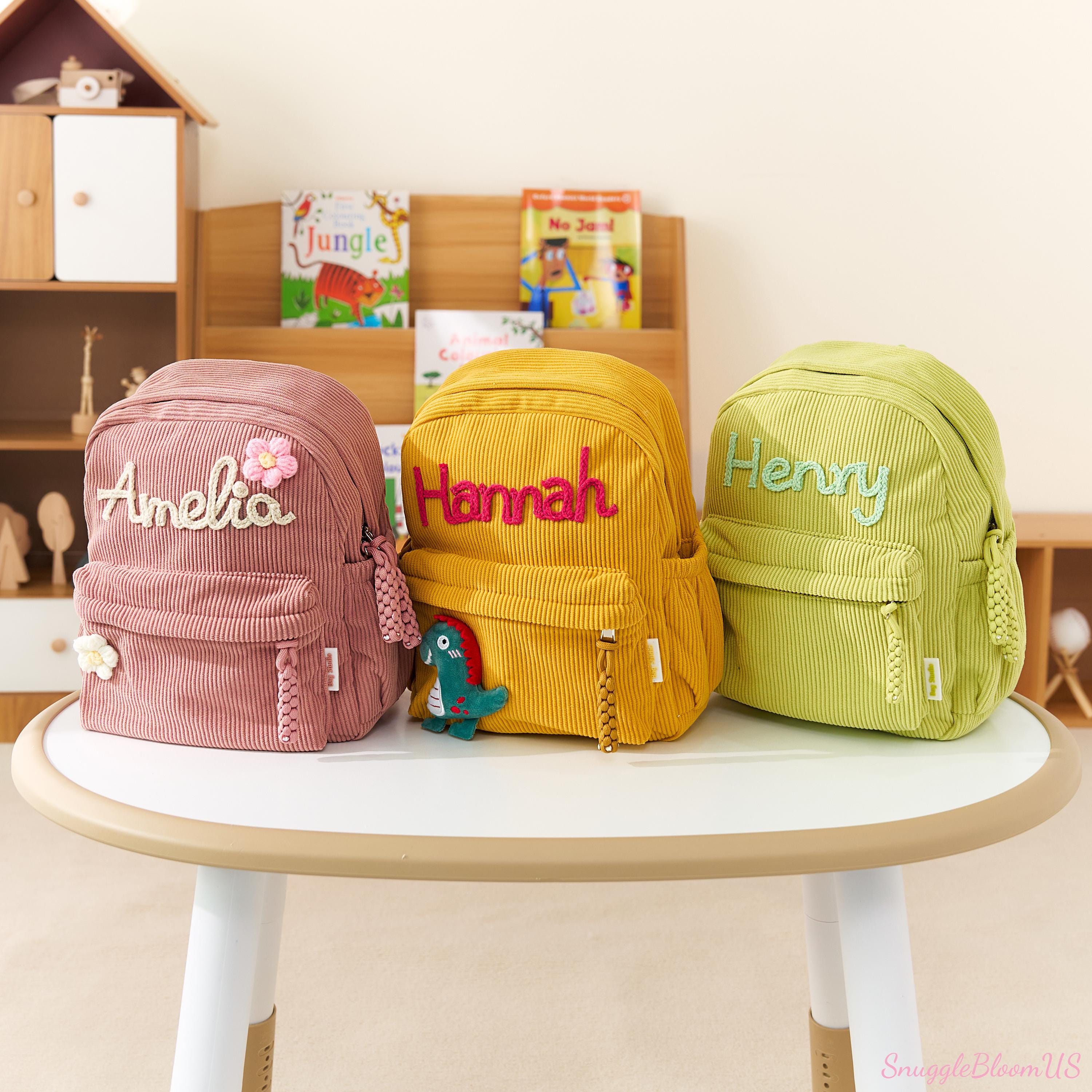 Personalized Corduroy Backpack, Custom Name Kids School Bag, Back to ...