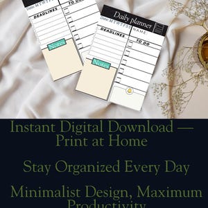 Printable Daily Planner | Minimalist Productivity PDF | To-Do List & Organizer | Instant Download
