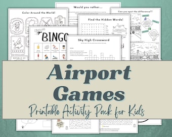 Airport Activity Pack for Kids: Travel Games & Puzzles (Printable PDF)