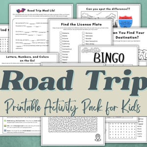 Afdrukbaar activiteitenpakket roadtrip voor kinderen