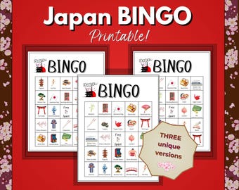 Bingo japonés imprimible / Juego de viaje para niños / Actividad cultural japonesa para la educación en casa, el aula y viajes