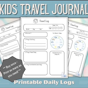 Kids Travel Journal Pages | Printable Vacation Log for Children | Travel Activity Sheets