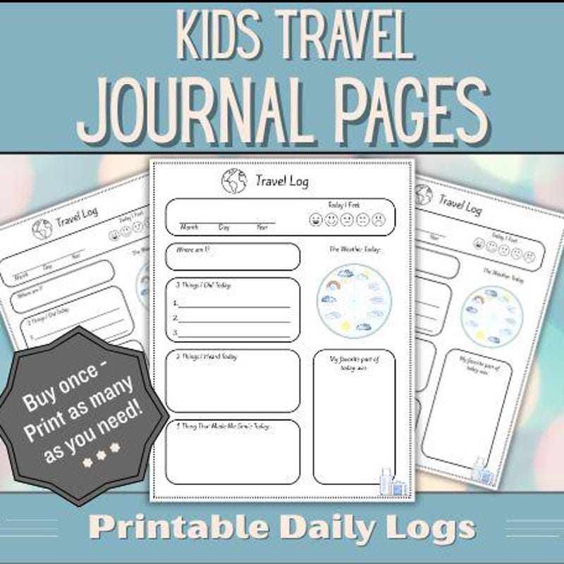 Kids Travel Log Pages - Etsy