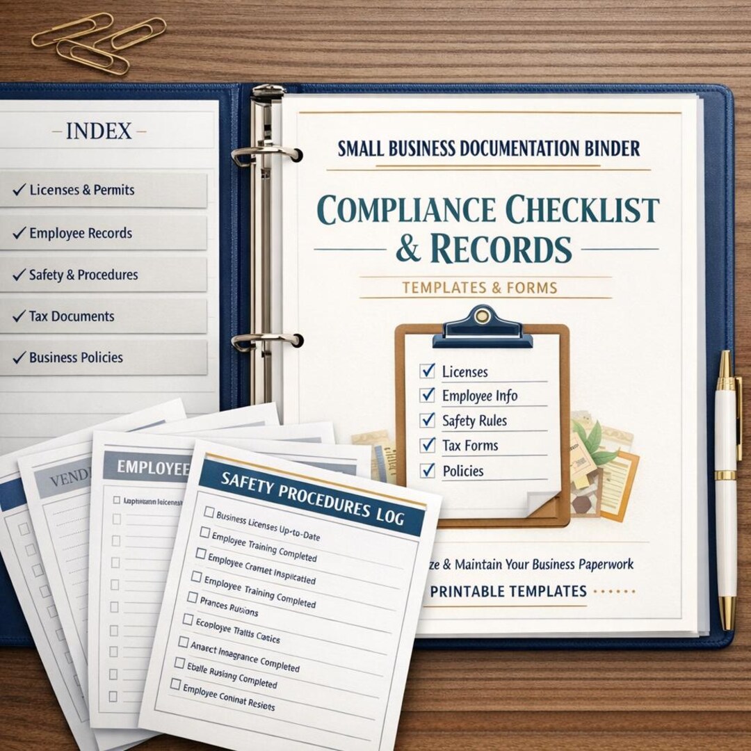 Printable Small Business Documentation Kit | Printable Compliance ...