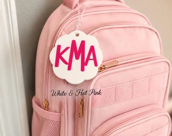 Custom Monogram Bag Tag, Personalized Backpack Tag,  Bogg Bag Tag,Scalloped Luggage Tag, Initial Bag Tag, Back to School Gift, Stocking Tag
