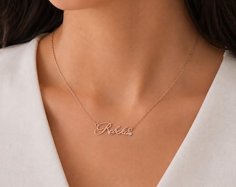 Bysart & Co. Custom Name Necklace | Personalized Diamond Letter Necklace in Sterling Silver, 22K Gold or Rose Gold | Minimalist Gift for Her