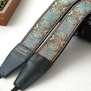 Embroidered Camera Strap | Polyester & Anti-Slip Fabric, Personalized Vintage Strap for Photographers