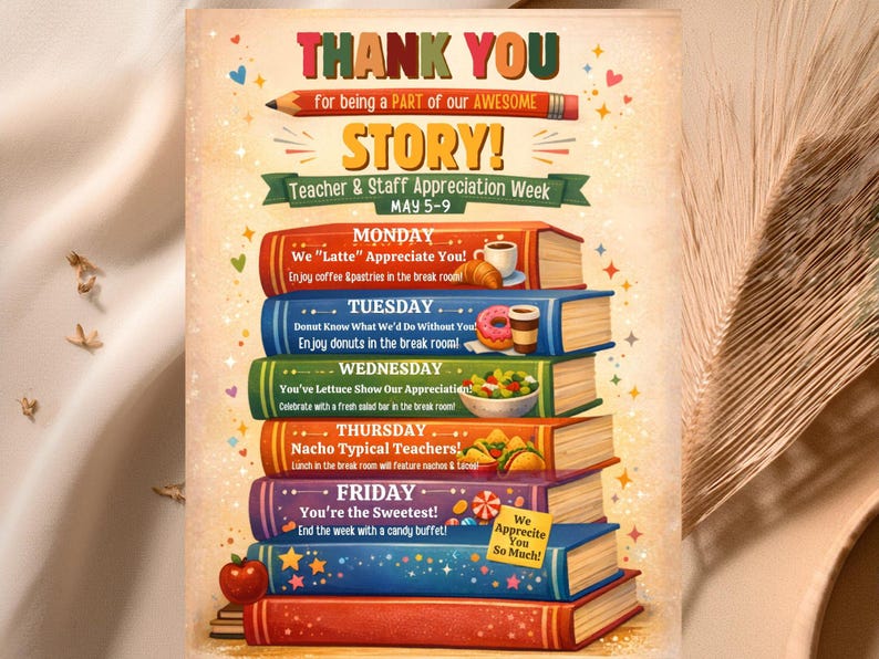 Storybook Weekly Routine Storybook Teacher Appreciation Week Itinerary Flyer (digital Download ...