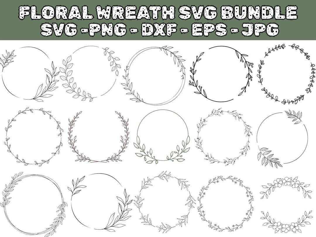 Floral Wreath SVG Bundle: Wedding Frame Vector Design (digital Download ...