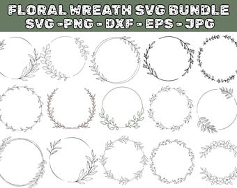 Floral Wreath SVG Bundle: Wedding Frame Vector Design (Digital Download