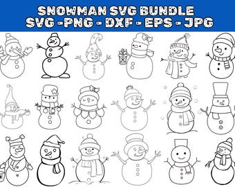 Snowman SVG Bundle, Christmas Clipart (Digital Download)