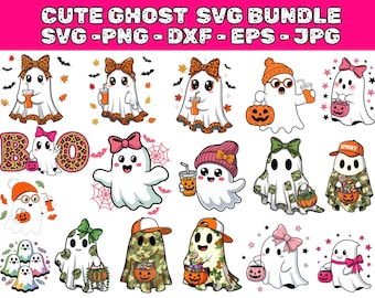 Halloween-Geist SVG-Bundle | Kawaii Clipart als digitaler Download