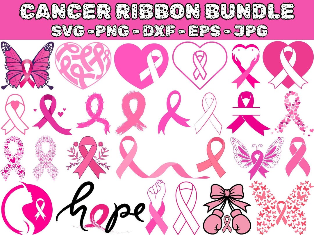 Cancer Ribbon Svg Bundle, Awareness Ribbon Svg, Pink Cancer Ribbon Svg ...