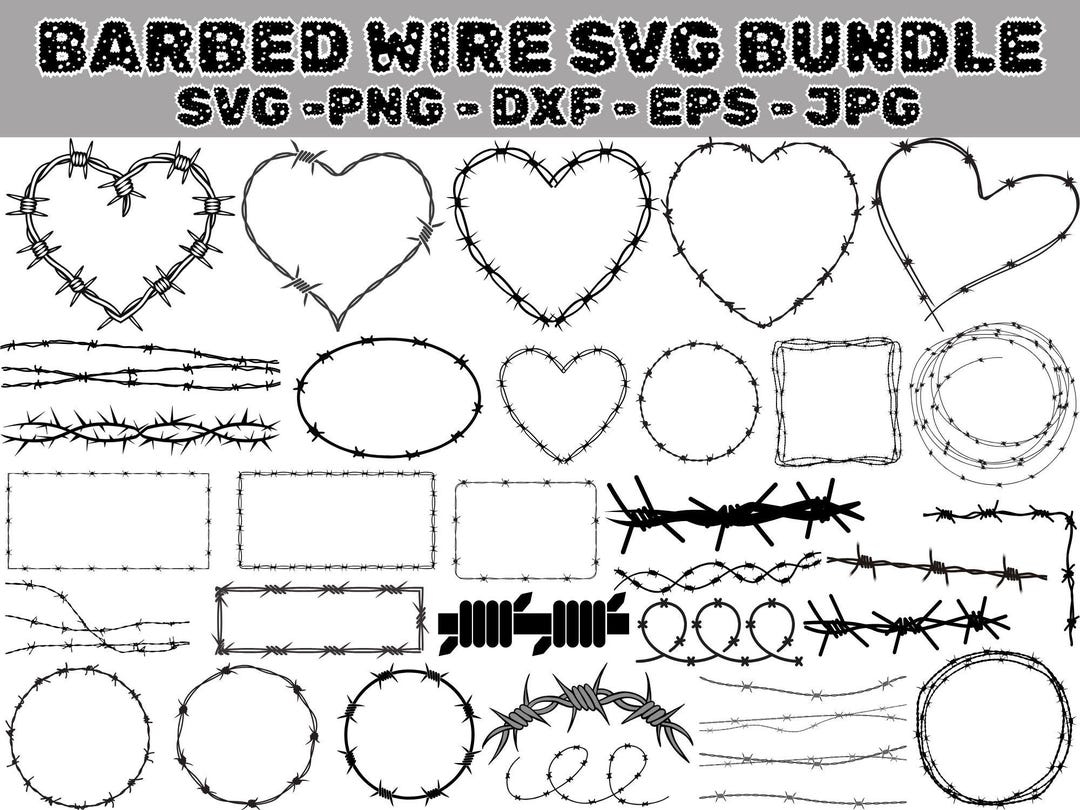 Barbed Wire SVG Bundle, Silhouette Cut Files (digital Download) - Etsy