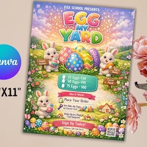 Egg My Yard Flyer: Easter Fundraiser Template (Canva, Digital Download)