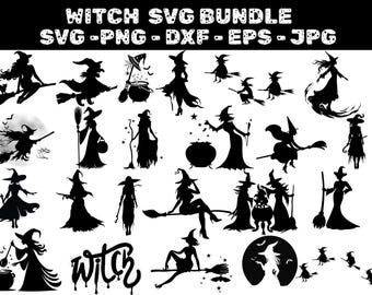 Witch SVG Bundle: Halloween Clipart, Witch Silhouette (Instant Download)