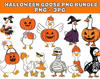 Spooky Goose Halloween PNG: Witch, Skeleton, Pumpkin (Digital Download)