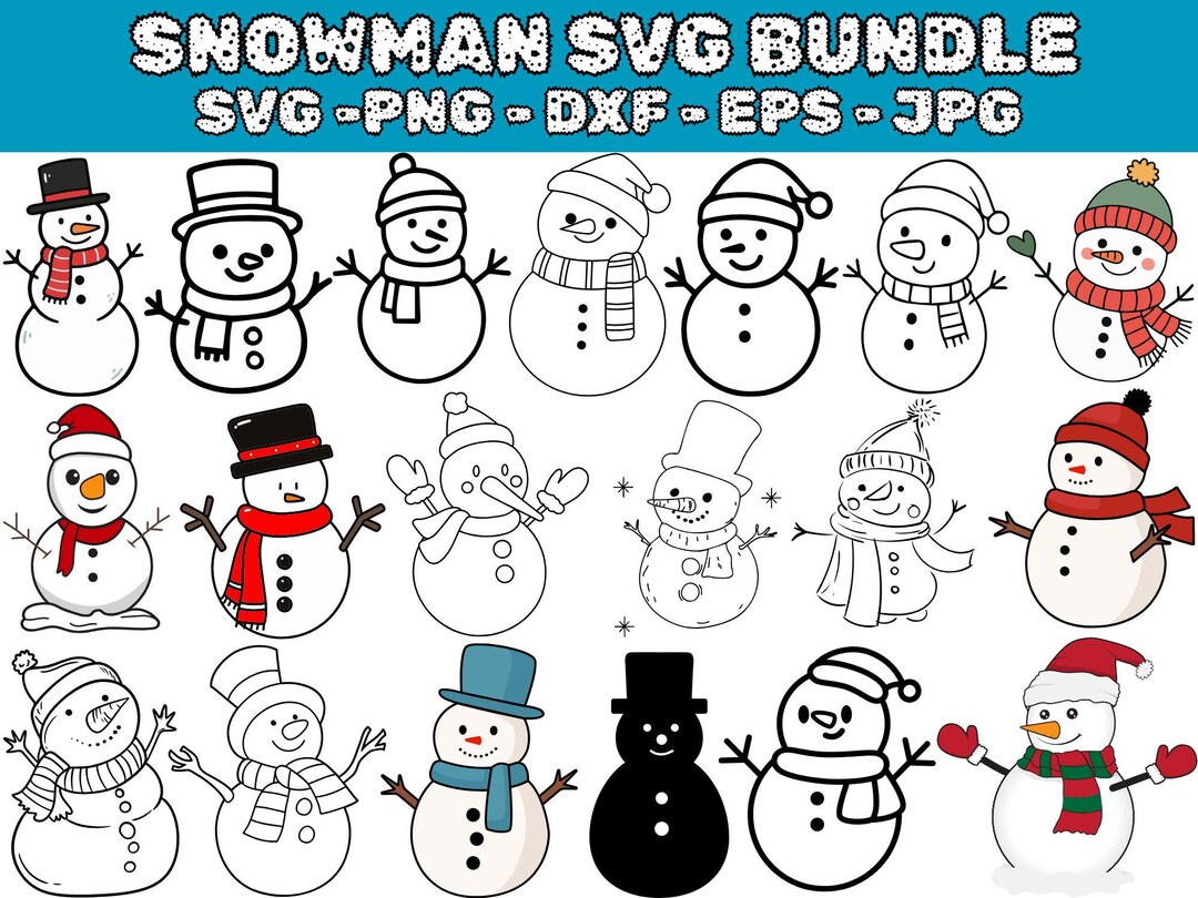 Snowman SVG Bundle, Christmas Clipart (digital Download) - Etsy
