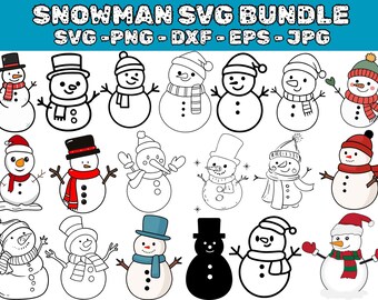 Snowman SVG Bundle, Christmas Clipart (Digital Download)