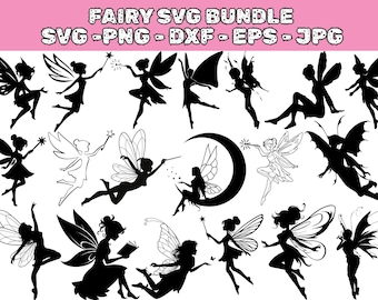 Fairy Silhouette Bundle: Clipart, Vector Graphics (Digital Download)