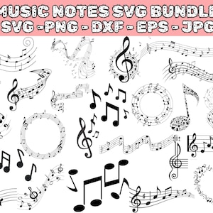 Music Notes SVG Bundle: Cricut Cut Files, Clipart (Digital Download