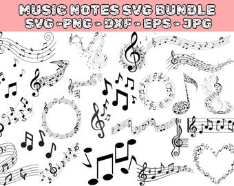 Music Notes SVG Bundle: Cricut Cut Files, Clipart (Digital Download