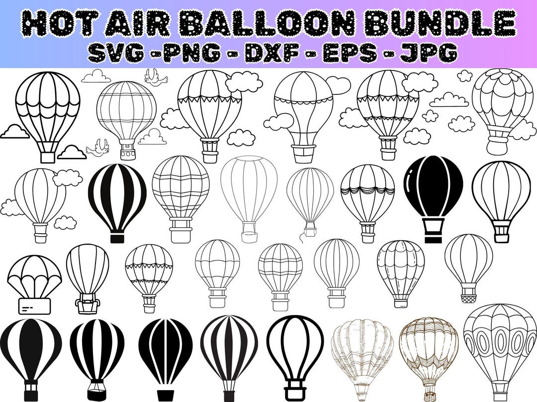 Hot Air Balloon SVG Bundle: Cricut Cut Files (digital Download) - Etsy