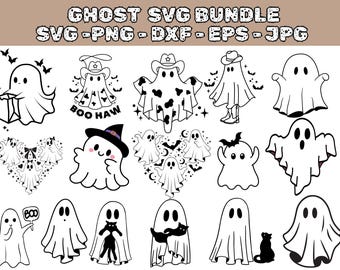 Ghost SVG Bundle: Retro Floral, Coffee, Pumpkin Designs (Digital Download)