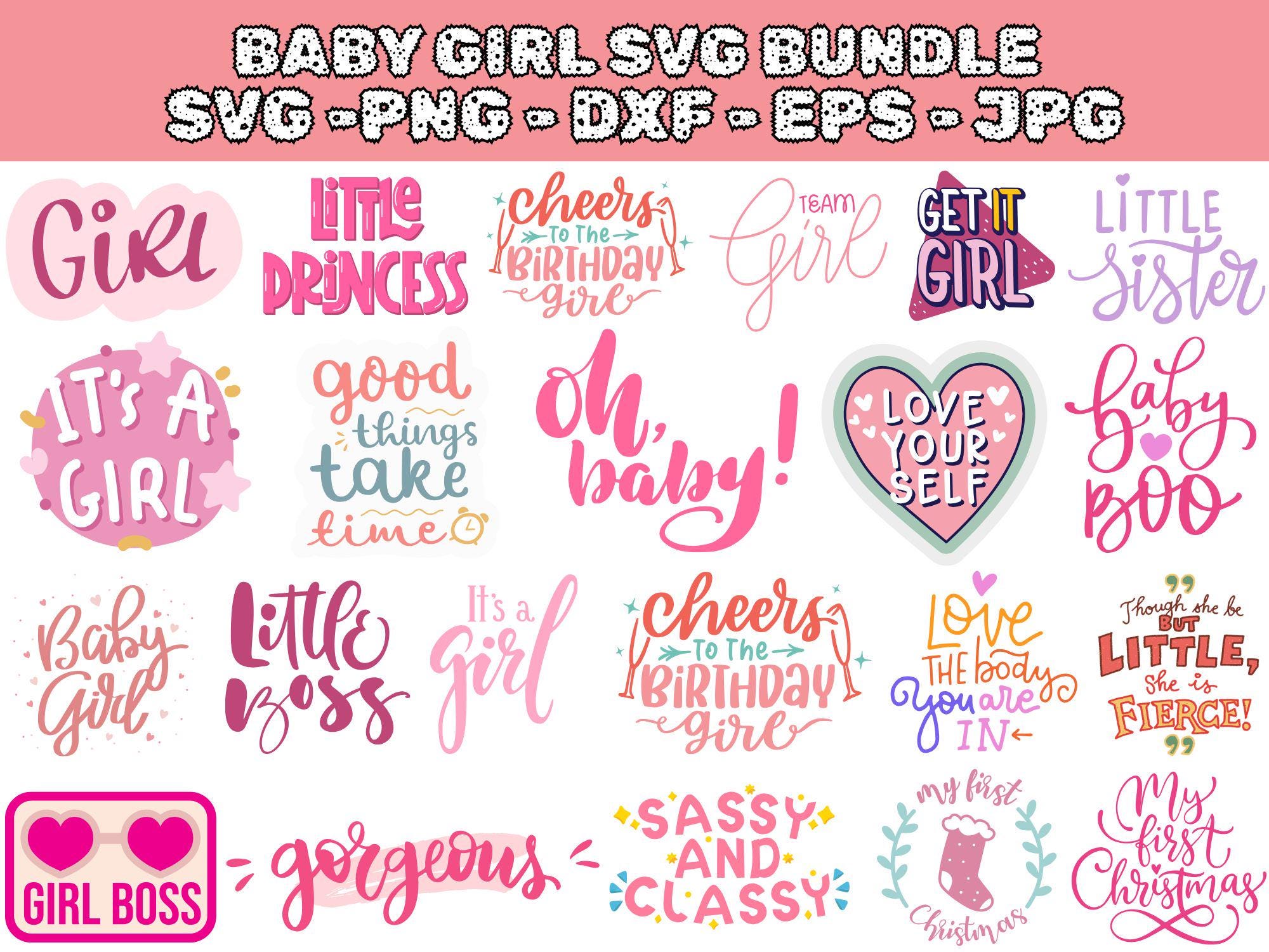 Baby Girl SVG Bundle, Onesie Designs (digital Download) - Etsy