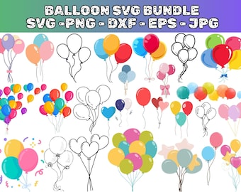 Balloon SVG Bundle: Birthday Party Clipart (Digital Download)