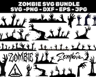 Pacchetto SVG Zombie: Clipart horror di Halloween, file di taglio Cricut (download digitale)