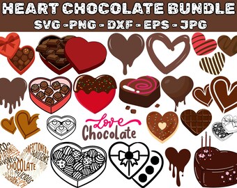 Paquete SVG de corazones de chocolate, gráficos de San Valentín (descarga digital)