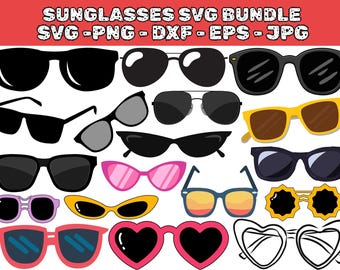 Sunglasses SVG Bundle, Glasses Clipart, Cut Files (Digital Download)