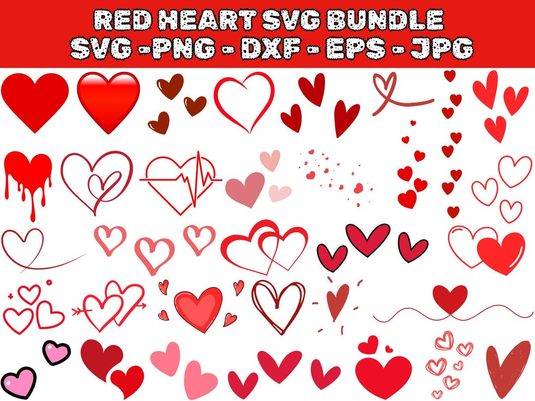 Red Hearts SVG Bundle: Valentine's Day Graphics (digital Download) - Etsy