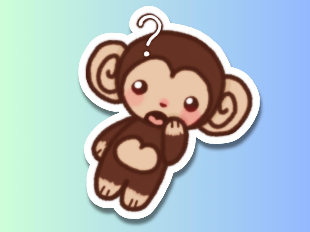 Cute Thinking Monkey Sticker | Kiss-cut Vinyl Sticker - Etsy